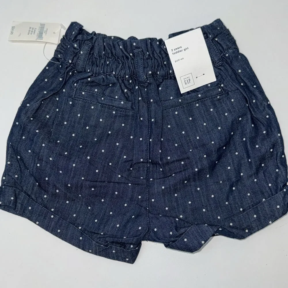 🔥GAP Blue and White Polka Dot High-Waisted Shorts